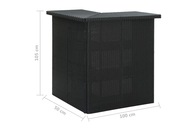 Hörnbar svart 100x50x105 cm konstrotting - Svart - Utemöbler - Trädgårdsbord & Utebord - Barbord utomhus