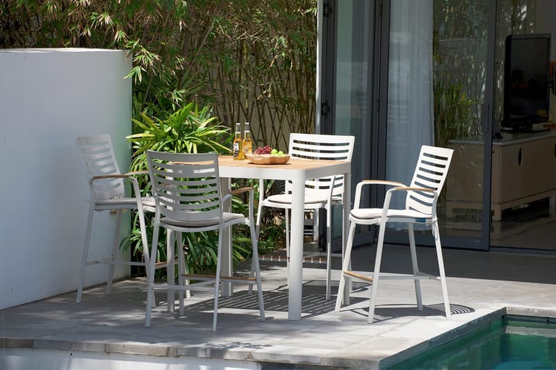 Portals Barbord Utomhus 95 cm - Vit/trä - Utemöbler - Trädgårdsbord & Utebord - Barbord utomhus