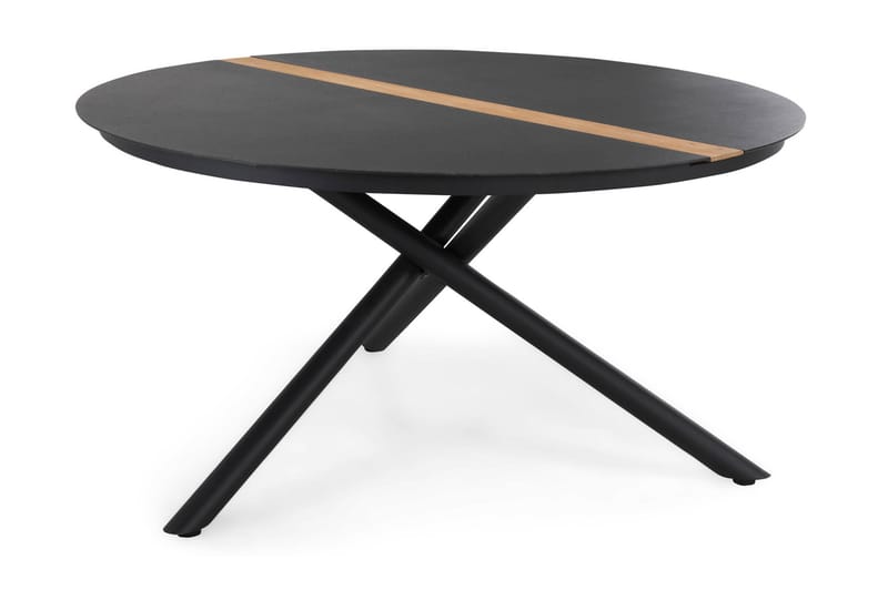 BASTIAN Matbord 140 Runt Svart/Teak - Matbord ute