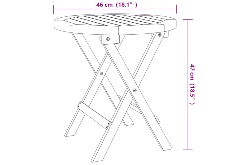 beBasic Cafébord Ø46x47 cm massivt akaciaträ - Utemöbler - Trädgårdsbord & Utebord - Cafebord