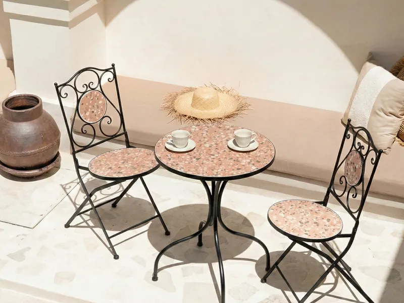 Bistrobord utomhus Adrano 60 cm Terrazzoeffekt Järn - Svart/Orange - Utemöbler - Trädgårdsbord & Utebord - Cafebord