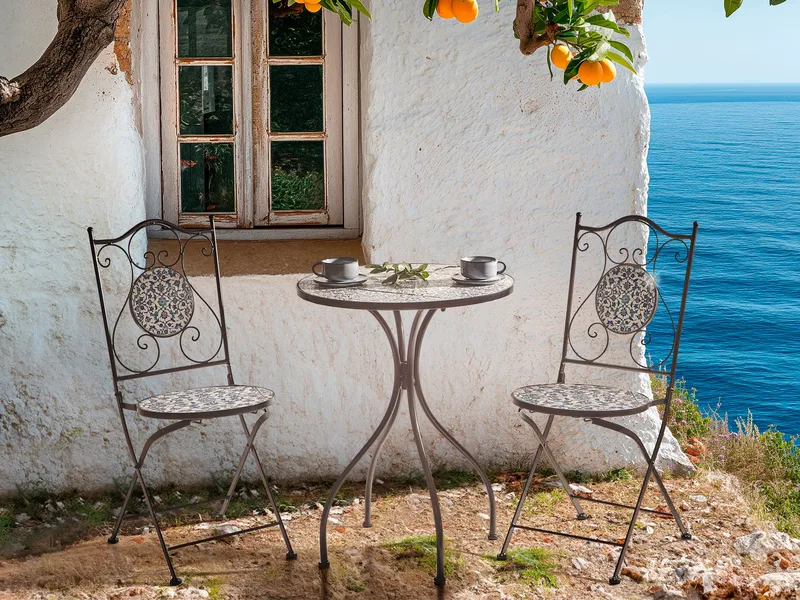 Bistrobord utomhus Chapeco 60 cm Järn - Svart/Blå/Vit - Utemöbler - Trädgårdsbord & Utebord - Cafebord