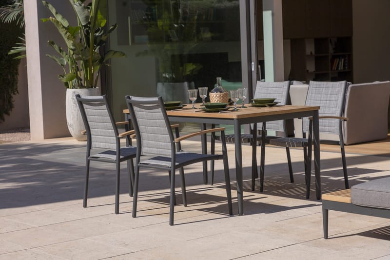 Bord för utomhusbruk TOPAZ 144 cm - trä/grå - Utemöbler - Trädgårdsbord & Utebord - Matbord ute