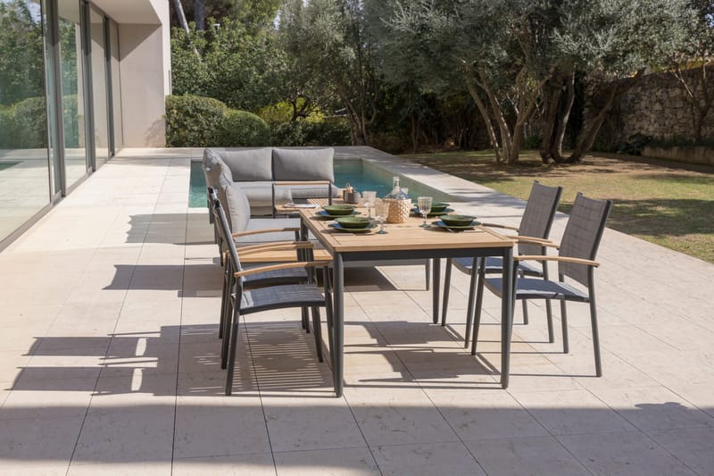 Bord för utomhusbruk TOPAZ 144 cm - trä/grå - Utemöbler - Trädgårdsbord & Utebord - Matbord ute