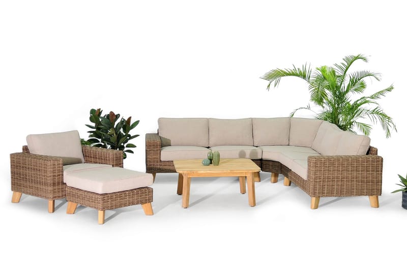 Barbados Utebord Loungebord Soffbord Utomhus 110 cm Teak Trä - Ljusbrun - Utemöbler - Trädgårdsbord & Utebord - Cafebord