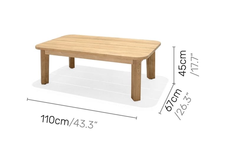 Barbados Utebord Loungebord Soffbord Utomhus 110 cm Teak Trä - Ljusbrun - Utemöbler - Trädgårdsbord & Utebord - Cafebord