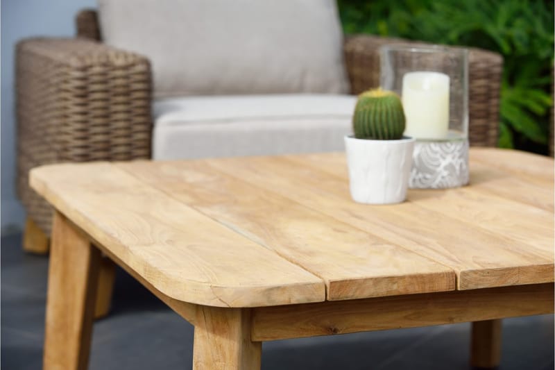 Barbados Utebord Loungebord Utomhus 100 cm Teak Trä - Ljusbrun - Utemöbler - Trädgårdsbord & Utebord - Cafebord