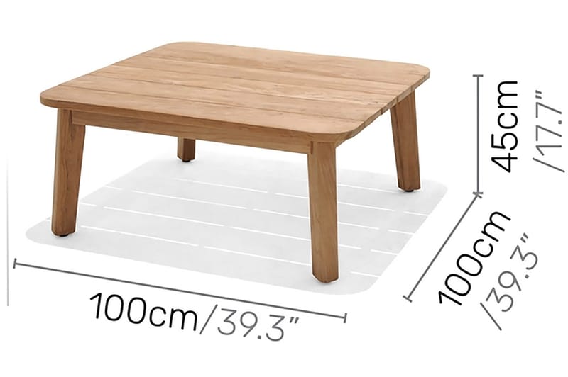 Barbados Utebord Loungebord Utomhus 100 cm Teak Trä - Ljusbrun - Utemöbler - Trädgårdsbord & Utebord - Cafebord