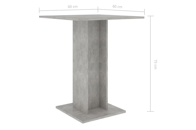 Bistrobord betonggrå 60x60x75 cm spånskiva - Grå - Cafebord
