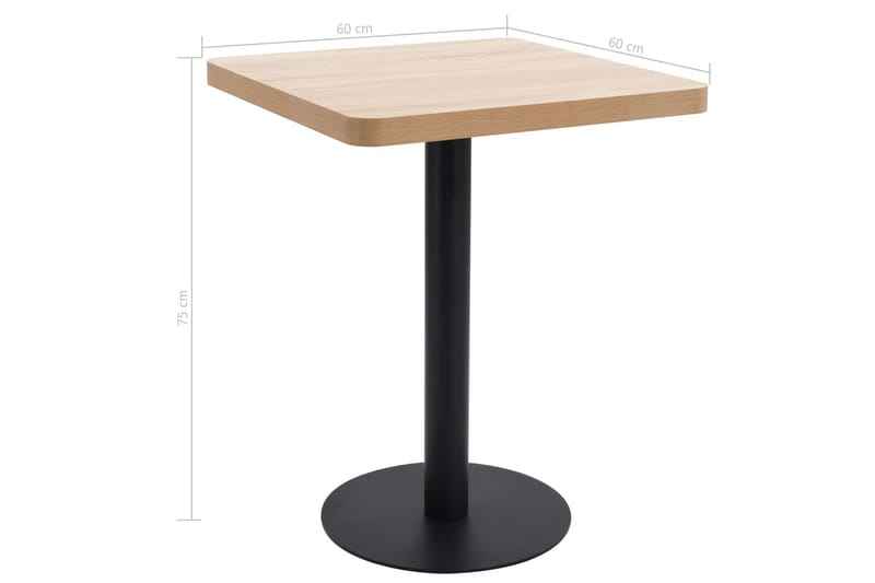 Bistrobord ljusbrun 60X60 cm MDF - Brun - Cafebord