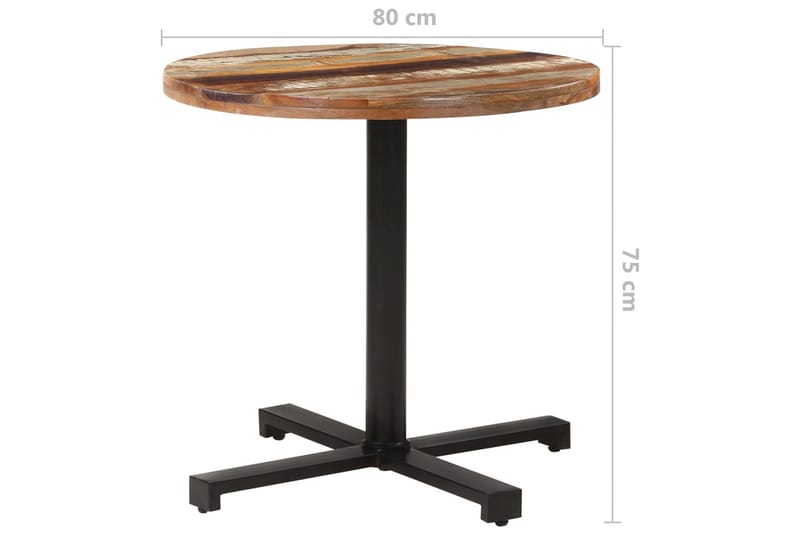 Cafébord runt Ã˜80x75 cm massivt återvunnet trä - Brun - Cafebord
