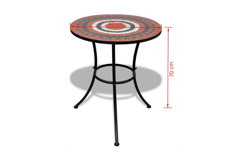 Cafébord terrakotta och vit 60 cm mosaik - Vit - Utemöbler - Trädgårdsbord & Utebord - Cafebord