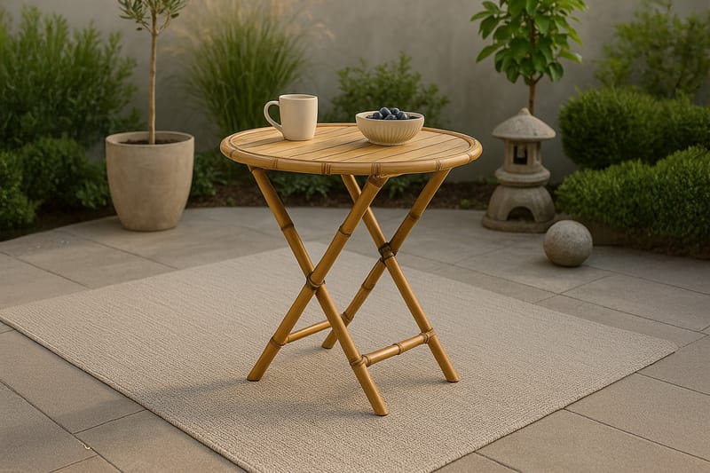 Cane Cafébord Rund 80 cm - Brun - Utemöbler - Trädgårdsbord & Utebord - Cafebord