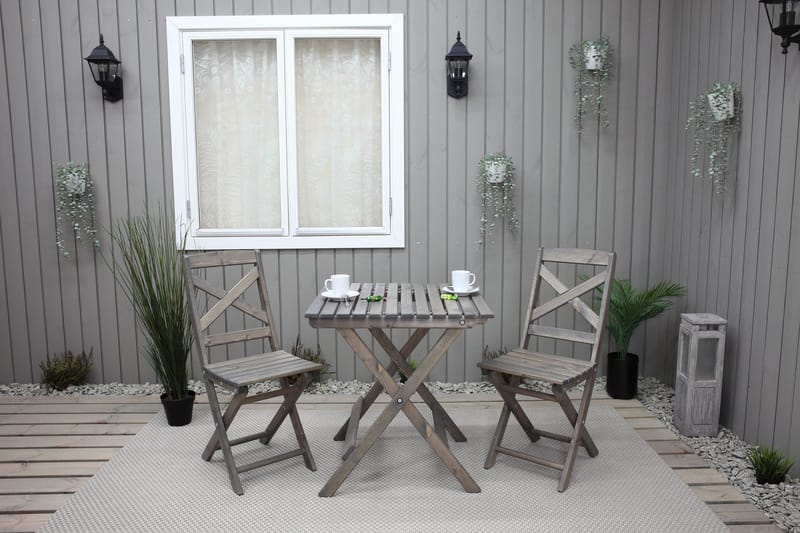 Edilma Hopfällbart Klappbord Cafébord och Utebord 65 cm Furu - Grå - Utemöbler - Trädgårdsbord & Utebord - Cafebord