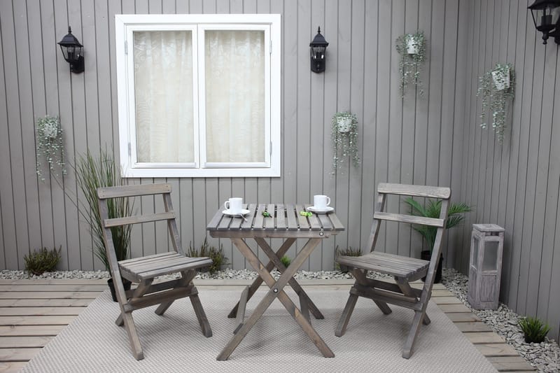 Edilma Hopfällbart Klappbord Cafébord och Utebord 65 cm Furu - Grå - Utemöbler - Trädgårdsbord & Utebord - Cafebord