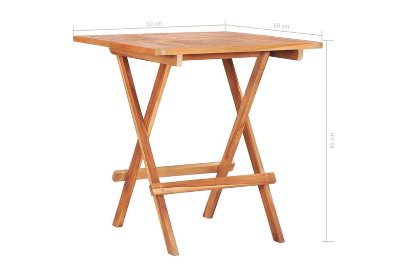 Hopfällbart cafébord 60x60x65 cm massiv teak - Brun - Utemöbler - Trädgårdsbord & Utebord - Cafebord