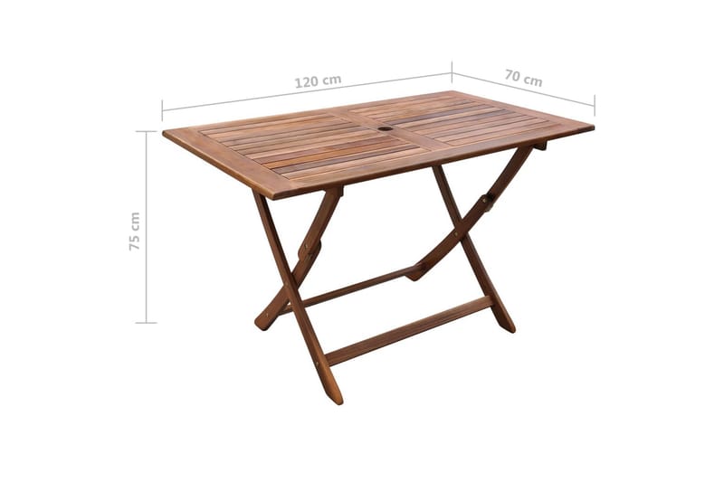 Hopfällbart trädgårdsbord 120x70x75 cm massivt akaciaträ - Brun - Cafebord