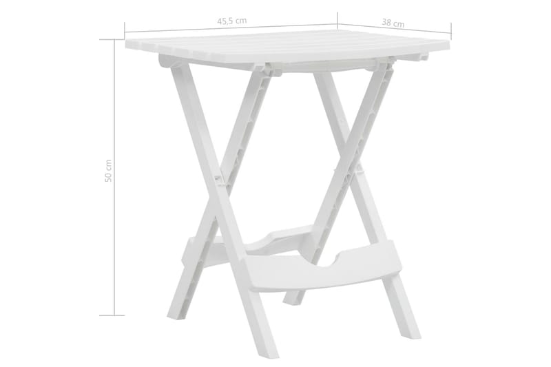 Hopfällbart trädgårdsbord 45,5x38,5x50 cm vit - Vit - Utemöbler - Trädgårdsbord & Utebord - Cafebord