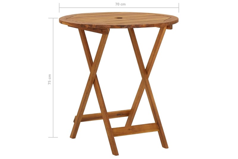 Hopfällbart trädgårdsbord 70 cm massivt akaciaträ - Brun - Cafebord