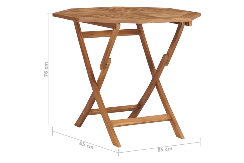 Hopfällbart trädgårdsbord 85x85x76 cm massiv teak - Brun - Cafebord