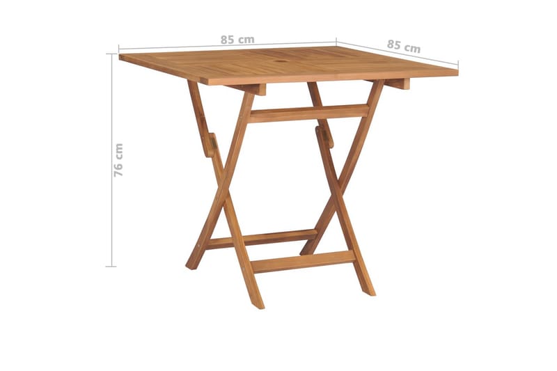 Hopfällbart trädgårdsbord 85x85x76 cm massiv teak - Brun - Cafebord