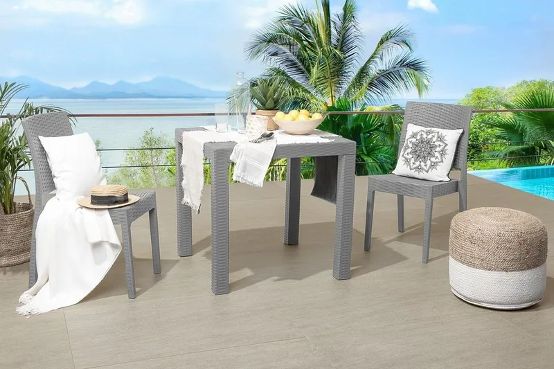 Knockytoul Trädgårdsbord och Sidobord Utomhus 80 cm Trä - Grå - Utemöbler - Trädgårdsbord & Utebord - Cafebord