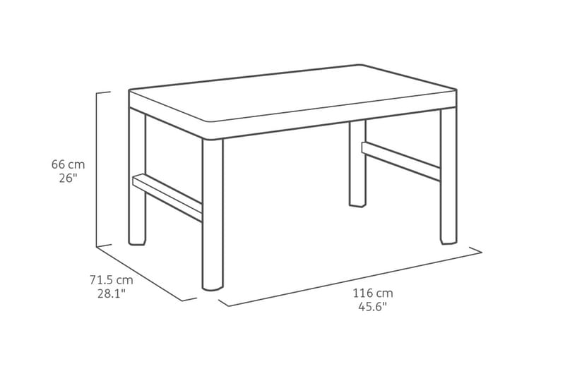 LYON Cafébord 116 cm Antracit - Keter - Cafebord