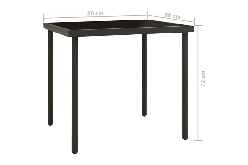 Matbord för trädgården antracit 80x80x72 cm glas och stål - Grå - Cafebord