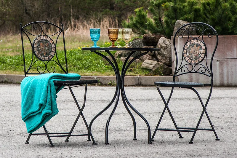 Mosaic Runt Sidobord och Blombord Utomhus 60 cm Mosaik - Mörkgrå/Brun - Utemöbler - Trädgårdsbord & Utebord - Cafebord