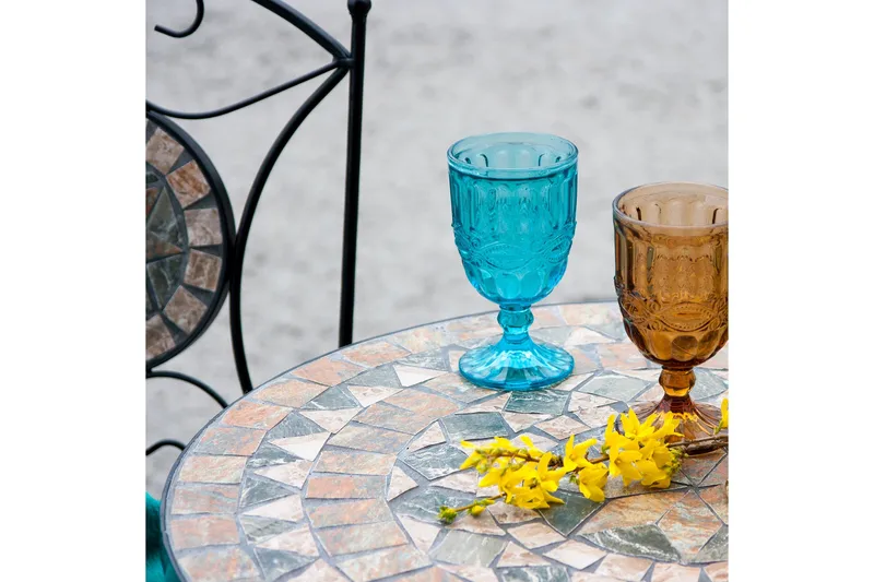 Mosaic Runt Sidobord och Blombord Utomhus 60 cm Mosaik - Mörkgrå/Brun - Utemöbler - Trädgårdsbord & Utebord - Cafebord