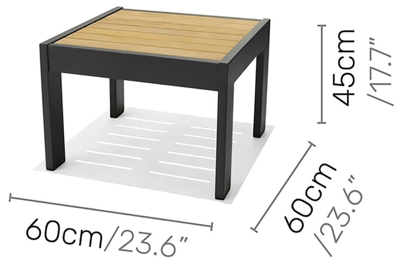 PALAU Cafébord 63 cm Grå/Teak - Cafebord