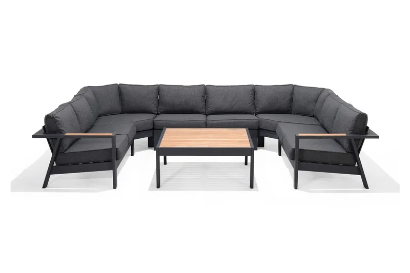 Palau Cafébord och Loungebord Utomhus 103 cm Teak Trä - Grå - Utemöbler - Trädgårdsbord & Utebord - Cafebord