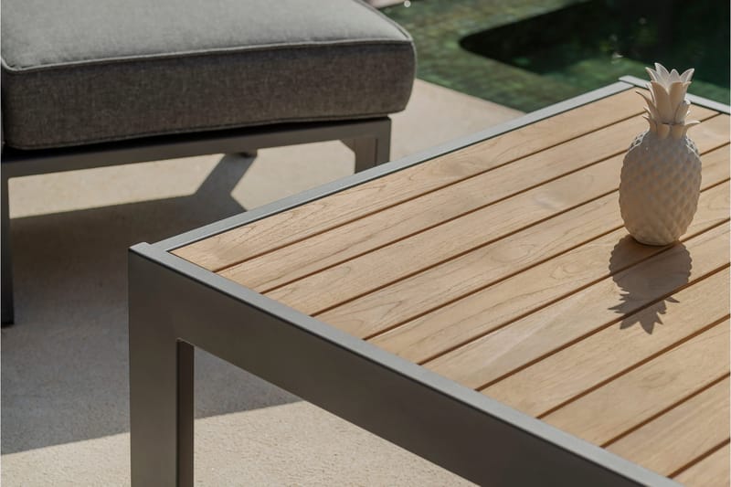 Palau Cafébord och Loungebord Utomhus 103 cm Teak Trä - Grå - Utemöbler - Trädgårdsbord & Utebord - Cafebord