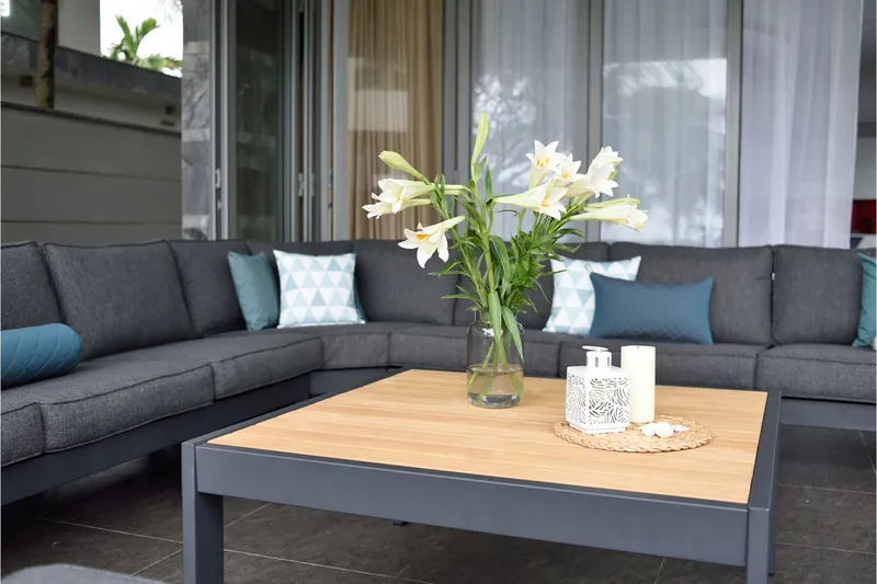 Palau Cafébord och Loungebord Utomhus 103 cm Teak Trä - Grå - Utemöbler - Trädgårdsbord & Utebord - Cafebord