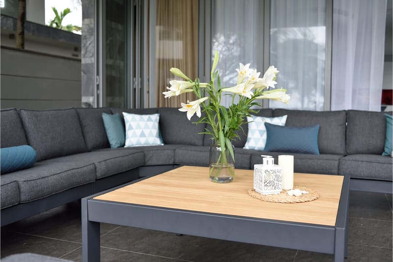 Palau Cafébord och Loungebord Utomhus 103 cm Teak Trä - Grå - Utemöbler - Trädgårdsbord & Utebord - Cafebord