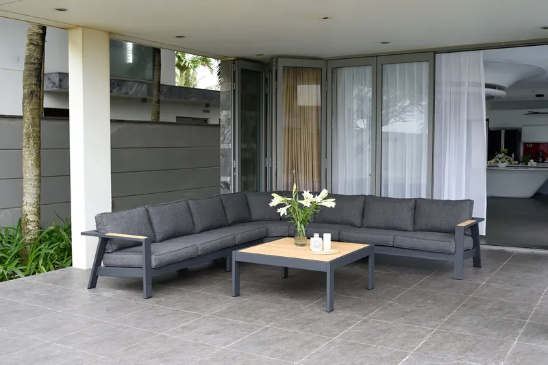 Palau Cafébord och Loungebord Utomhus 103 cm Teak Trä - Grå - Utemöbler - Trädgårdsbord & Utebord - Cafebord