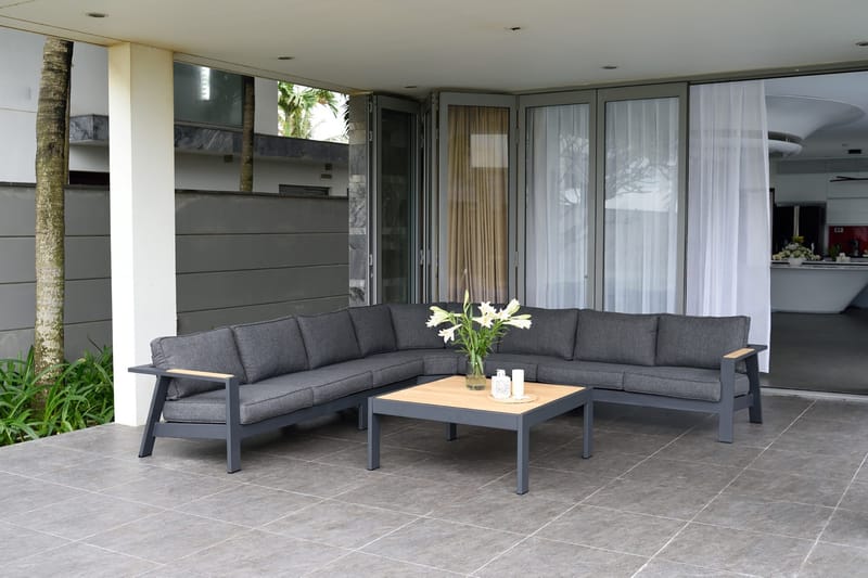 Palau Cafébord och Loungebord Utomhus 103 cm Teak Trä - Grå - Utemöbler - Trädgårdsbord & Utebord - Cafebord