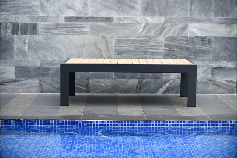 Palau Cafébord och Loungebord Utomhus 143 cm Teak Trä - Grå - Utemöbler - Trädgårdsbord & Utebord - Cafebord