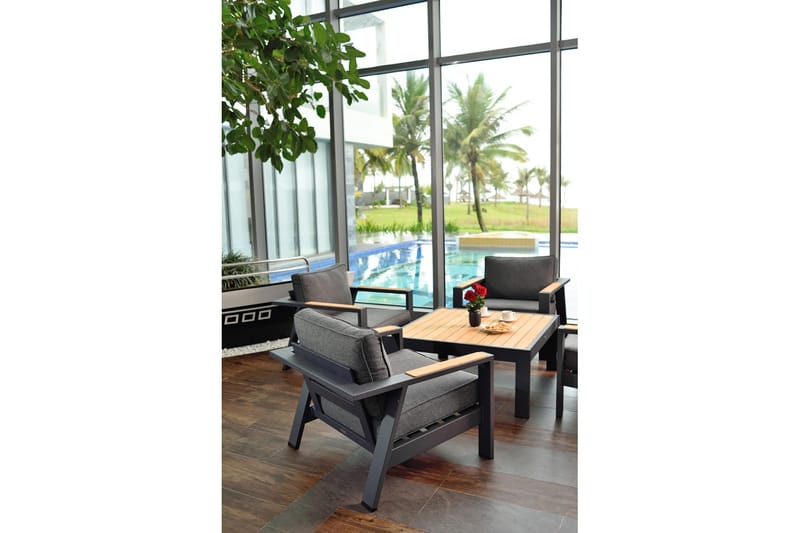 Palau Cafébord och Loungebord Utomhus 63 cm Teak Trä - Grå - Utemöbler - Trädgårdsbord & Utebord - Cafebord