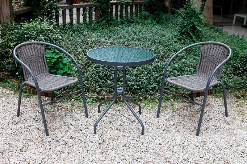 Runt Bistrobord Cafébord 60 cm Glas - Grå - Utemöbler - Trädgårdsbord & Utebord - Cafebord