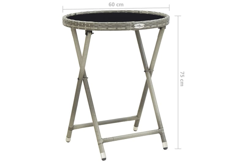 Tebord grå 60 cm konstrotting och härdat glas - Grå - Utemöbler - Trädgårdsbord & Utebord - Cafebord