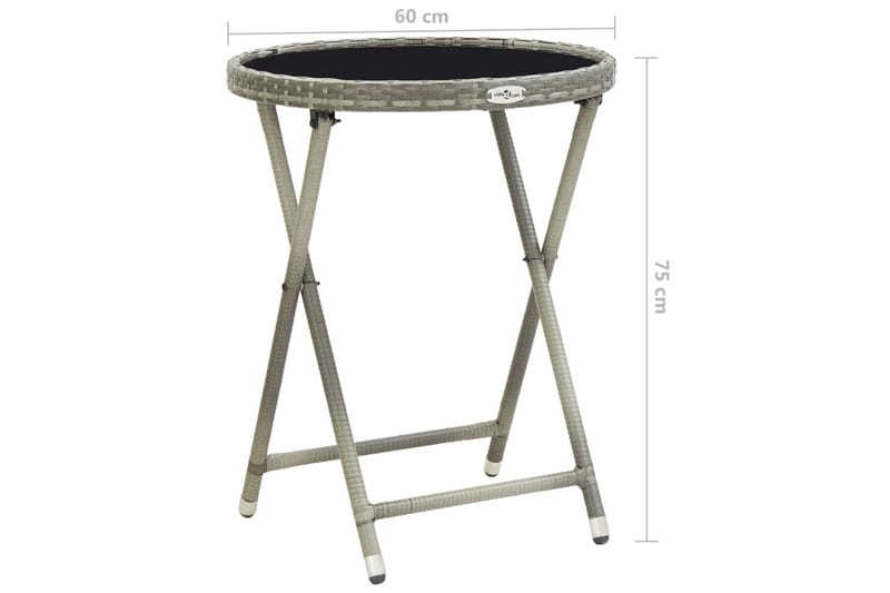 Tebord grå 60 cm konstrotting och härdat glas - Grå - Cafebord