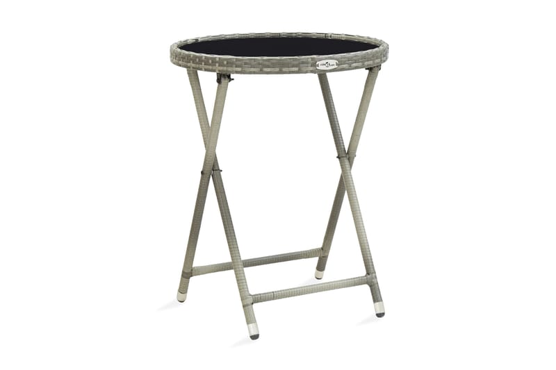 Tebord grå 60 cm konstrotting och härdat glas - Grå - Utemöbler - Trädgårdsbord & Utebord - Cafebord