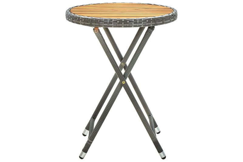 Tebord grå 60 cm konstrotting och massivt akaciaträ - Grå - Utemöbler - Trädgårdsbord & Utebord - Cafebord