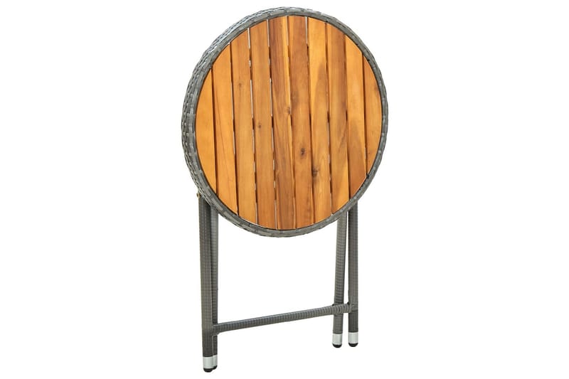 Tebord grå 60 cm konstrotting och massivt akaciaträ - Grå - Utemöbler - Trädgårdsbord & Utebord - Cafebord