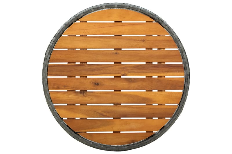 Tebord grå 60 cm konstrotting och massivt akaciaträ - Grå - Utemöbler - Trädgårdsbord & Utebord - Cafebord