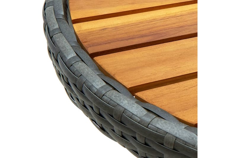 Tebord grå 60 cm konstrotting och massivt akaciaträ - Grå - Utemöbler - Trädgårdsbord & Utebord - Cafebord
