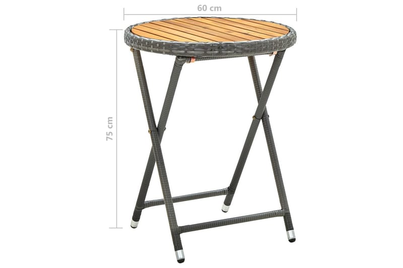 Tebord grå 60 cm konstrotting och massivt akaciaträ - Grå - Utemöbler - Trädgårdsbord & Utebord - Cafebord