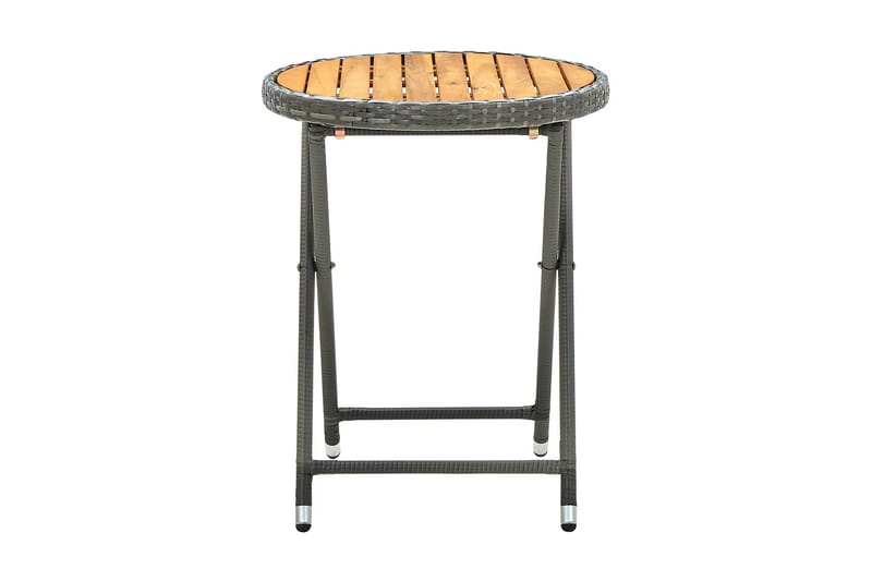 Tebord grå 60 cm konstrotting och massivt akaciaträ - Grå - Utemöbler - Trädgårdsbord & Utebord - Cafebord
