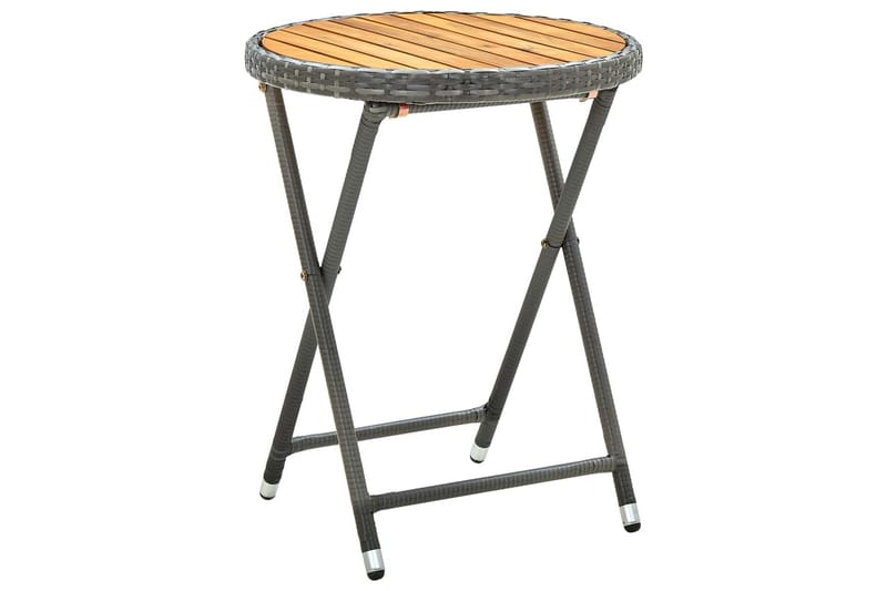 Tebord grå 60 cm konstrotting och massivt akaciaträ - Grå - Utemöbler - Trädgårdsbord & Utebord - Cafebord